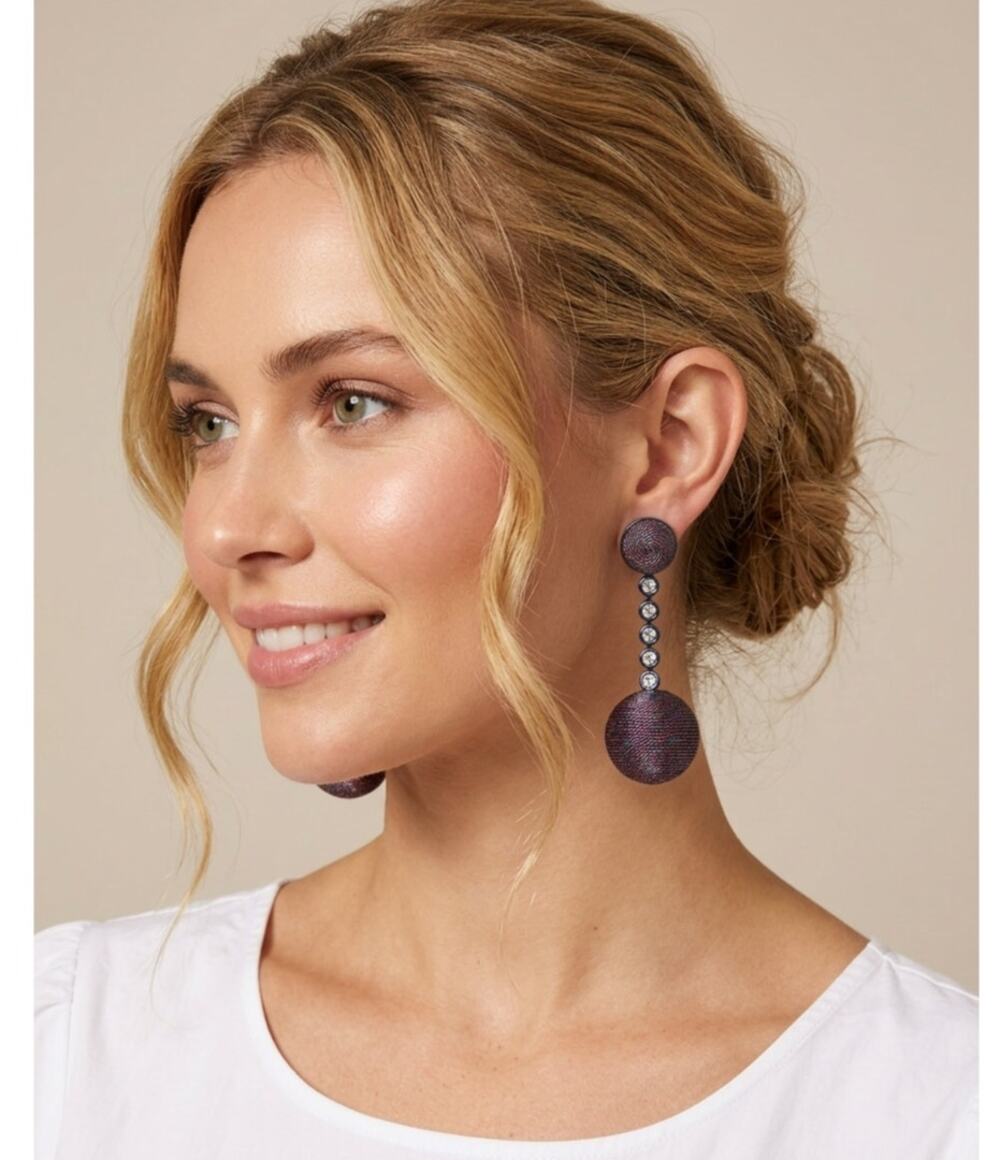 Tuckernuck Chrome Drop Lantern Earrings Multicolor Shimmer Stud Dangle New